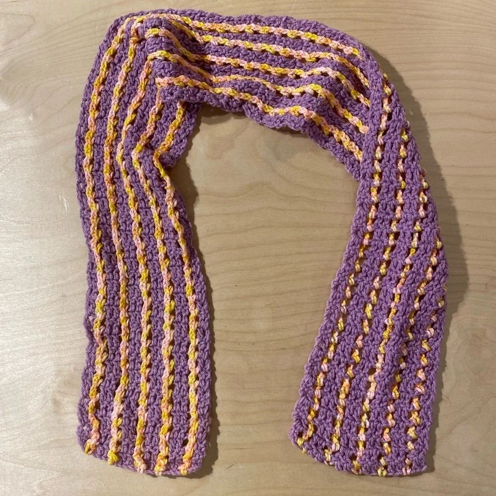 Striped Purple and Yellow Knit Scarf (OV)